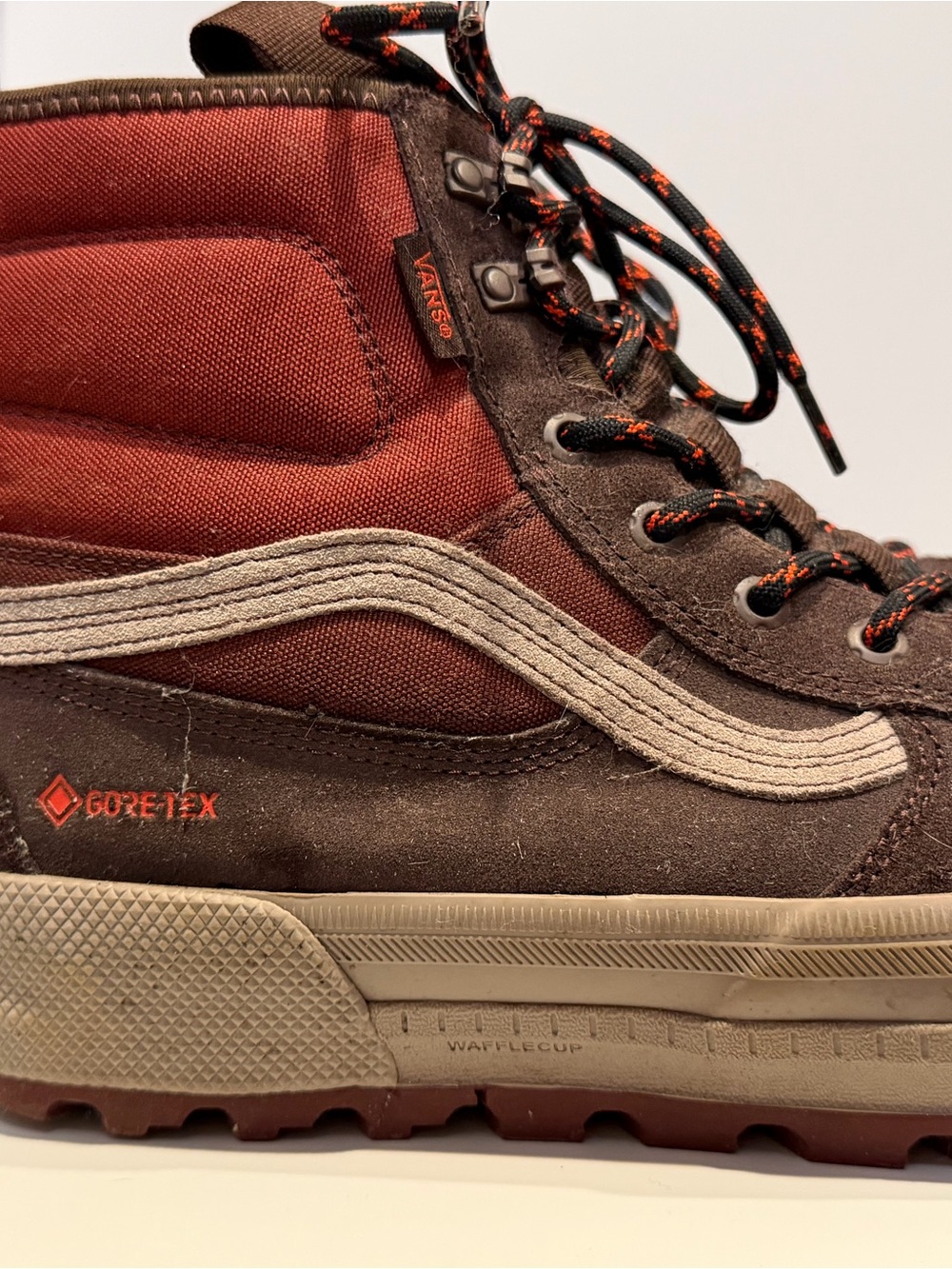 Vans Brown and Burgundy Gore‑Tex MTE3 Sk8 Hi Boots